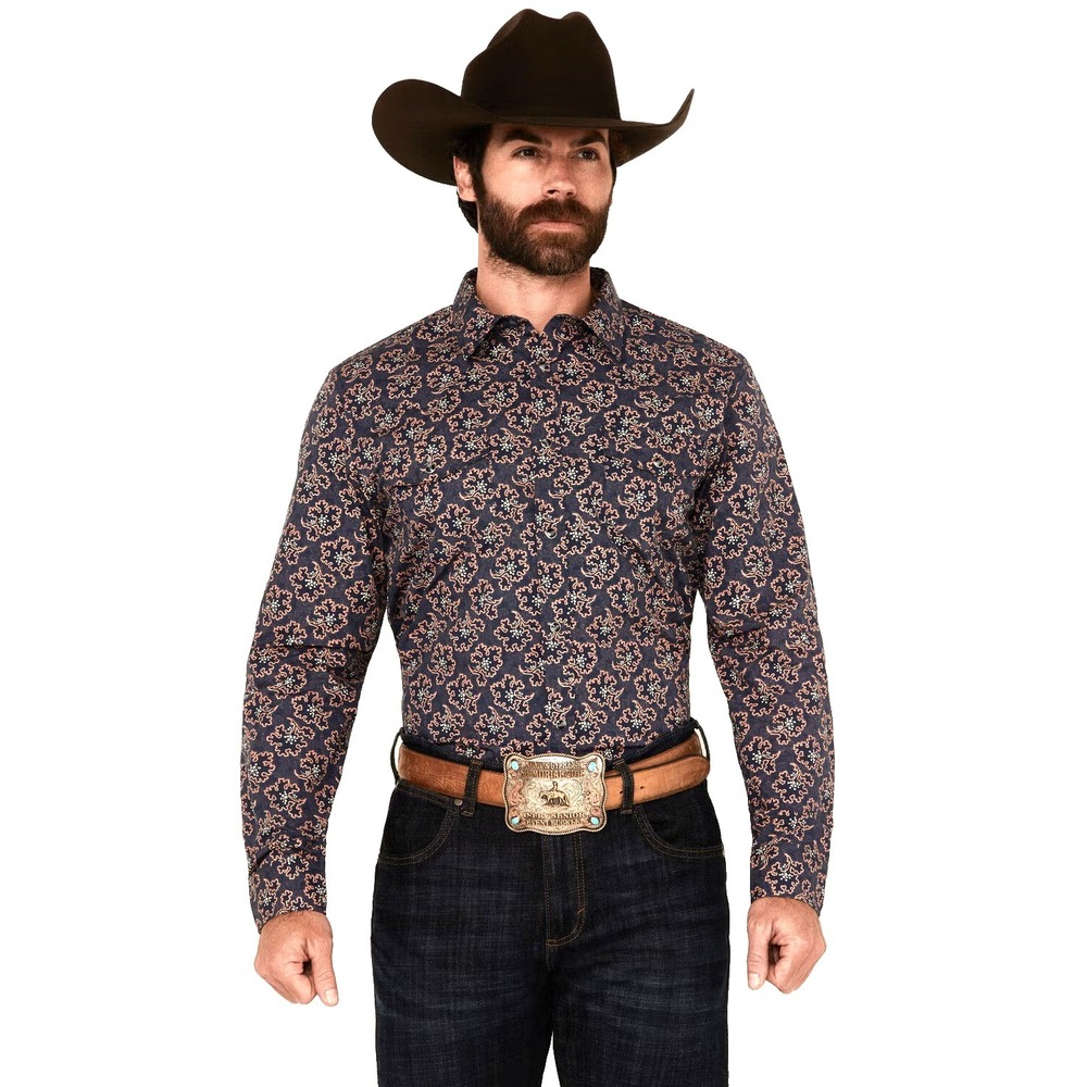 Gibson Trading Co Men's Garret Floral Pearl Snap Western Shirt XXL Navy NEW